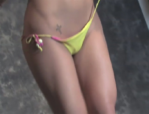 April's bikini bottoms start for fall down